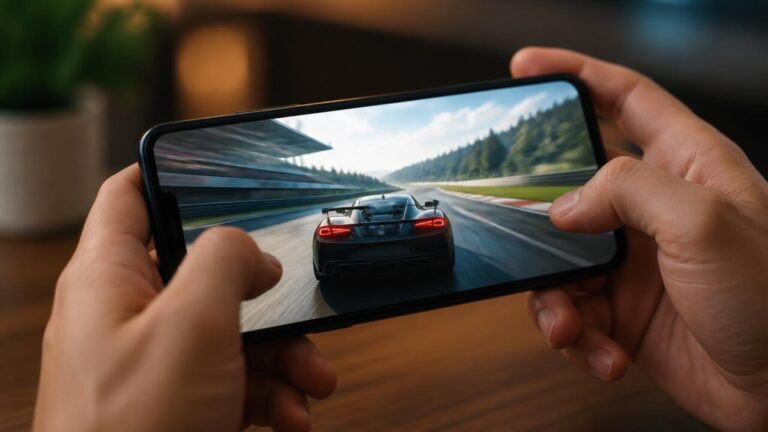Tela de um simulador em um celular com barra de desempenho e ícones de configurações