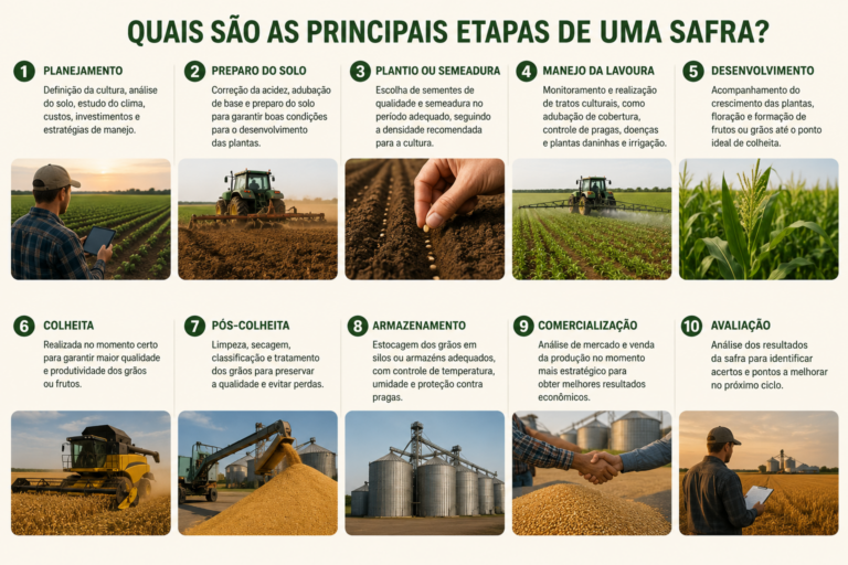 Quais são as principais etapas de uma safra?
